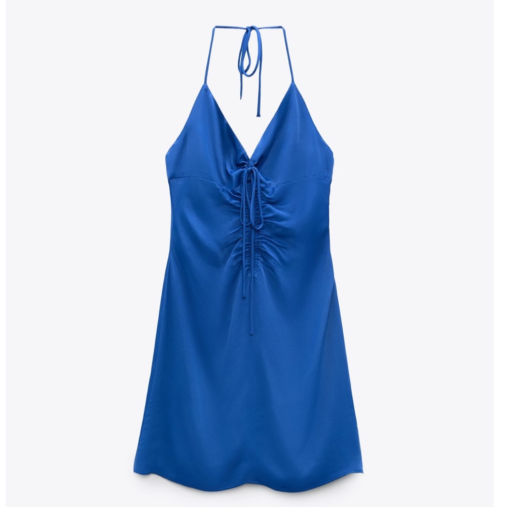 Zara Ruched Halter Mini Dress